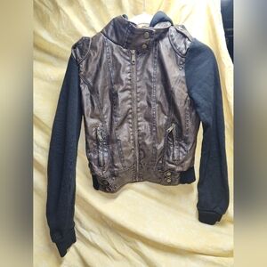 Wet Seal Brown and Black Leather Jacket